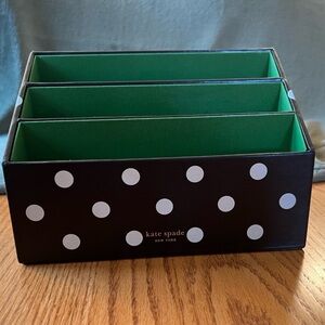 Kate Spade Black and White Polka Dot Organizer with Green Interior